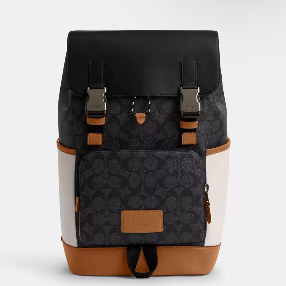Coach Black and Tan Backpack with Modern Design